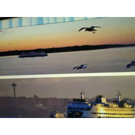 PACIFIC NORTHWEST BEAUTIFUL PHOTO POST CARD AERIAL VIEW WASHINGTON STATE FERRIES WASHINGTON.