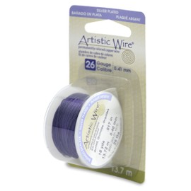 Artistic Wire, 26 Gauge Silver Plated Tarnish Resistant Colored Copper Craft Jewelry Wrapping Wire, Lilac, 15 yd