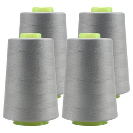 FOGAWA 4 Rolls x 5000 Yards Sewing Thread Polyester Sewing Machine Yarn, 40s/2, Yarn Spool Overlock Yarn for Sewing Work, Quilting, Patchwork, Clothing (Light Grey 3021)