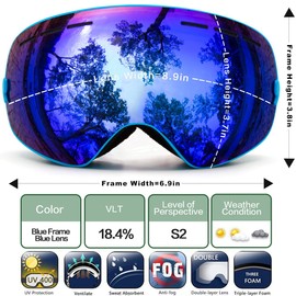 JULI Ski GogglesWinter Snow Sports Snowboard Goggles with Anti-fog UV Protection Interchangeable Spherical Dual Lens for Men Women & Youth Snowmobile Skiing Skating