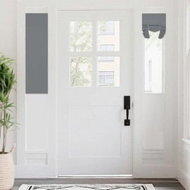 XWZO Grey Blackout Door Curtains for Door Windows, Tricia Room Darkening French Side Door Curtain, Thermal Insulated Tie Up Sidelight Shade Covering for Patio Front Door, Bedroom, 12Wx40L, 1 Panel
