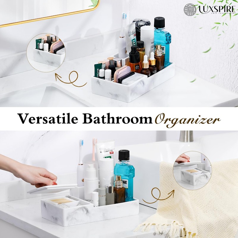 Luxspire Bathroom Counter Organizer, Marble Toothbrush Holder for Bathroom 6