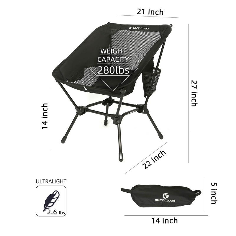 ROCK CLOUD 2 Pack Portable Camping Chair Ultralight Folding Chairs