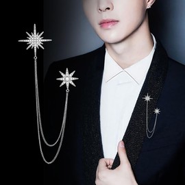 Rhinestone Star Brooch Pin for Women Girls Men Fashion Crystal Snowflake Tassel Lapel Pins Dress Suit Accessories Bouquet Christmas Winter Holiday Wedding Anniversary Jewelry Gifts