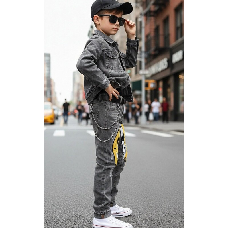 Boy's Skinny Fit Ripped Destroyed Distressed Fashion Kids Denim Jeans