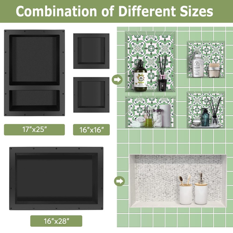 Suteck Shower Niche, 17" x 25" x 3.8" Tile Ready