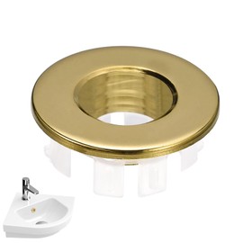 1 PCS Sink Overflow Cover Durable Sink Overflow Ring Overflow Sink Hole Cover Round Overflow Hole Cover Bathroom Sink Overflow Ring Sink Trim Overflow Cover for Sink Bathroom Kitchen (Gold)