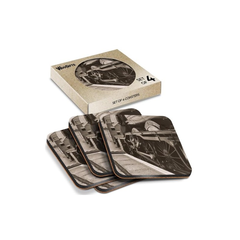 4 x Square Coasters - The Flying Scotsman Steam Train
