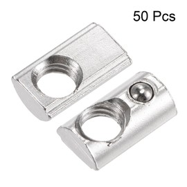 sourcing map M6 T Slot Nuts Roll in Spring T-nut with Ball Carbon Steel for 2020 Series Aluminum Extrusion Profile Rail with 6mm Slot 50Pcs