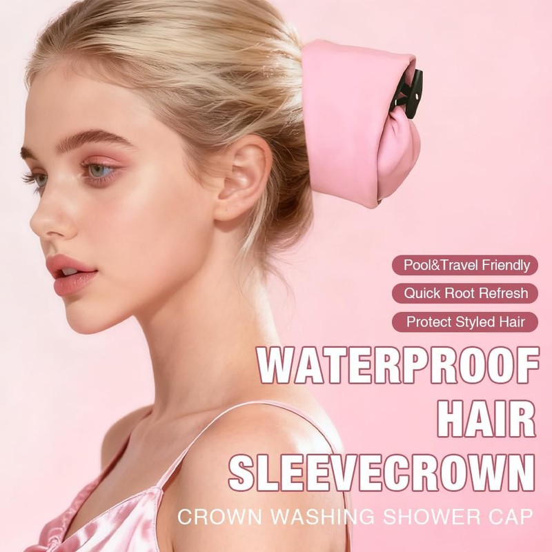Waterproof Hair Sleeve for Long Hair, Crown Washing Shower Cap