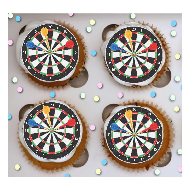 24 x PRE CUT DARTS DARTBOARD ARROWS EDIBLE WAFER CARD