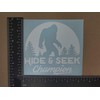 Sasquatch, Bigfoot, Hide and Seek Champion Decals (White, Large ~5")