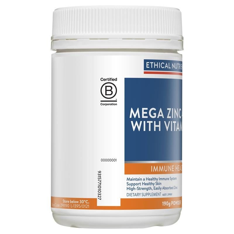 Ethical Nutrients Mega Zinc Powder 40mg (Raspberry) 190g