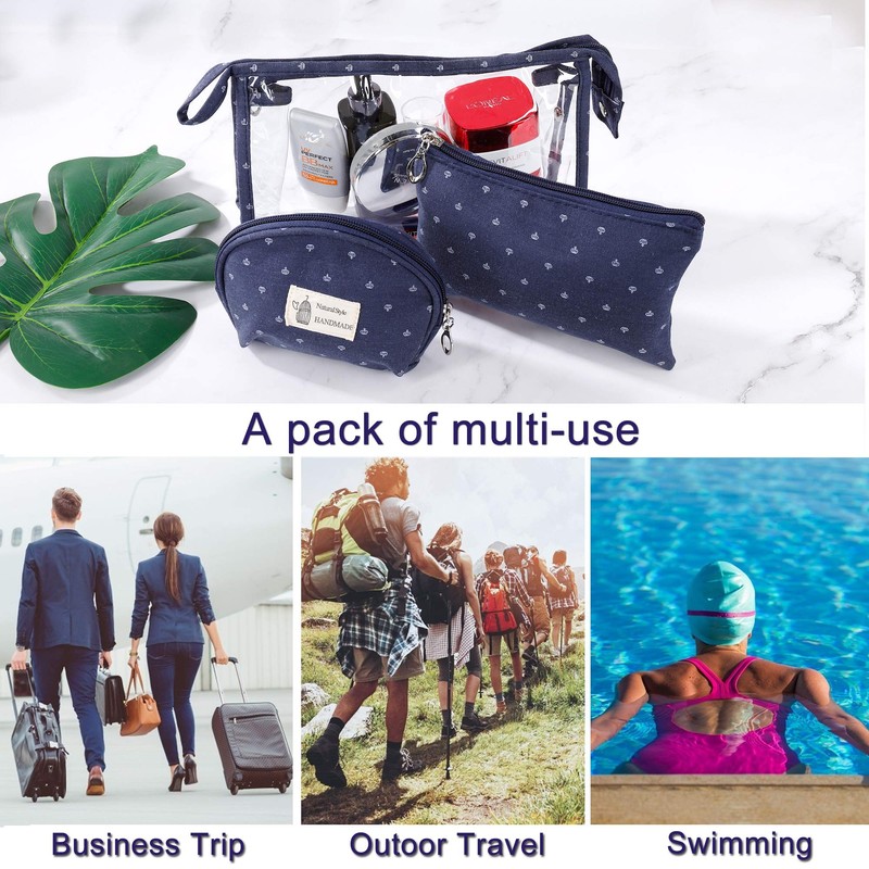 Toiletry Bag Transparent for Travel Pack of 3 Waterproof PVC