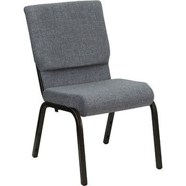 18.5'' Wide Gray Color Fabric Stacking Church Chair with Gold Vein Frame