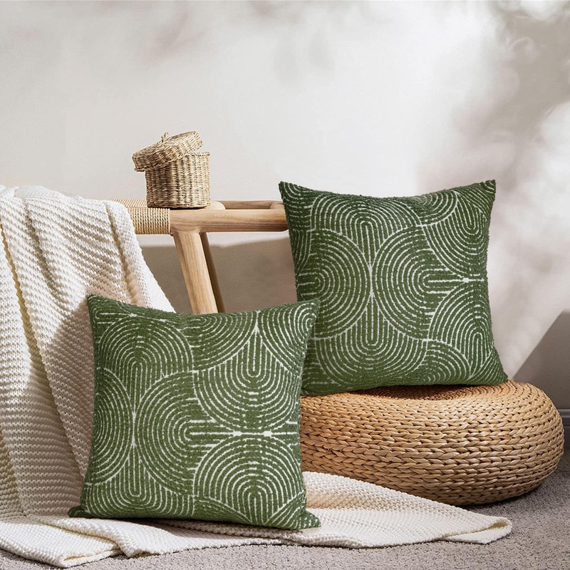 AELS Boho Decorative Textured Throw Pillow Covers 16x16, Modern Mid