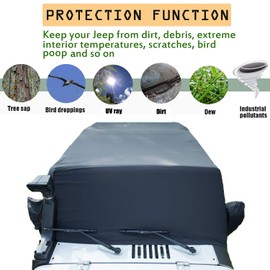 Cab Cover Black Car Cover 82215370 for 2007-2018 Jeep Wrangler JK JKU 4 Door All Weather Sun Snow Dust Protection