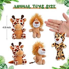 Sumind 12 Pieces Mini Stuffed Forest Animals Jungle Animal Plush Toys 4.8 Inch Cute Elephant Lion Giraffe Tiger Plush for Animal Themed Parties Achievement(Sitting, Standing)