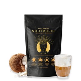 Keto Brainz C8MCT Based Nootropic - with 500mg Lion's Mane Mushroom, AlphaGPC & L-Theanine This is The Ultimate Easy to use nootropic Stack & Makes Delicious Mushroom Coffee! 16oz. 30 Servings