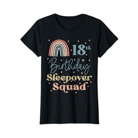 18th Birthday Boho Rainbow Sleepover Squad Pajamas for Girls T-Shirt