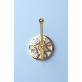 G Decor Mother of Pearl Gold Brass Double End Coat Hook Vintage Home Improvement, Shabby Chic, Interior Furniture, Hanger, Coat Hanger, Keys, Door Hooks (Pack of 2)