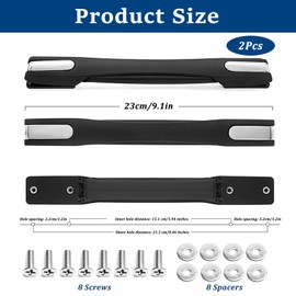 Begpoee 2 x Replacement Luggage Handles, Suitcase Handle, Replacement Handles for Suitcases, Luggage, Tool Cases (23 cm, Black + Silver)