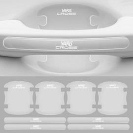 Yaris Door Handle Protector, Compatible with All Series, Car Parts, Door Handle Protection, Scratch Prevention, Exterior Parts, Sticker Cover, Exclusive Logo, Easy Installation, Set of 8 (Transparent Type)