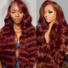 30 Inch Reddish Brown Wig Human Hair 13x6 Body Wave