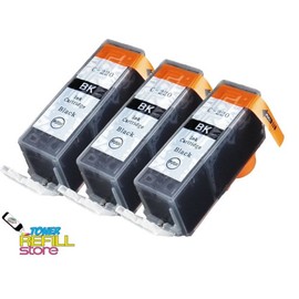 Toner Refill Store™ 3PK Compatible Canon PGI-225 / PGI-225BK Ink Cartridge for Canon Pixma iP3600, iP4600, iP4700, MP560