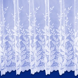 White Leaf Patterned Julia Net Curtain Slot Top - Sold by the Metre (Drop: 91cm (36"))