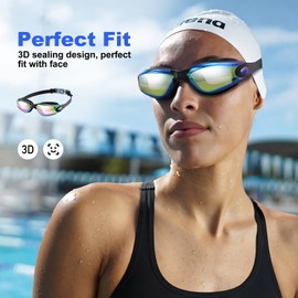 Yomisee Swimming Goggles 2 Pack, Swim Goggles with Nose Clip & Earplugs Anti Fog No Leaking Clear Vision for Adult Women Men