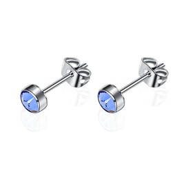 G23 Titanium Stud Earrings for Women, Men, Girls, Hypoallergenic, Nickel Free, 3 mm / 4 mm / 5 mm / 7 mm Crystal Earrings, Birthday Gift, Titanium, Crystal