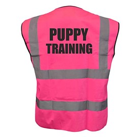 Puppy Training, Dog Walker Pink Hi Viz Vis Vest Reflective Waistcoat Jacket Road Safety High Visibility, Medium