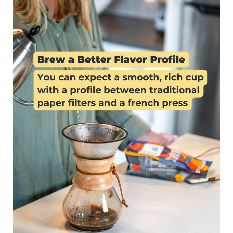Quell Reusable Stainless Steel Coffee Filter for Chemex – Perfect