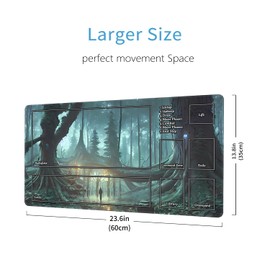 MTG Playmat, 24" x 14" Original TCG Playmats Stitched Edges Smooth Rubber Surface Battle Board Game MTG Playmat with Zones