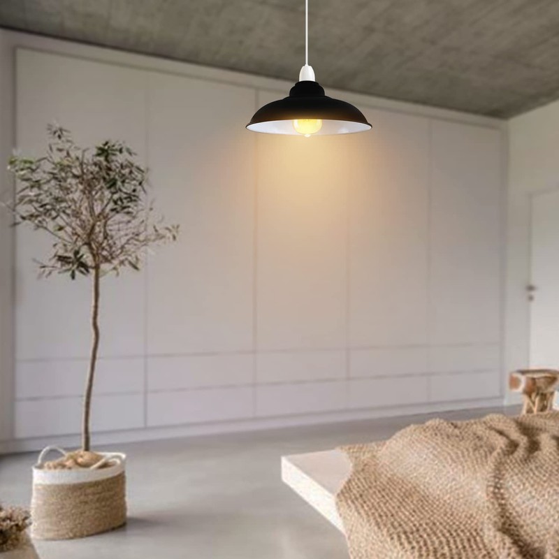 DC VOLTAGE Metal Ceiling Lamp Shade Black Inner White 32cm
