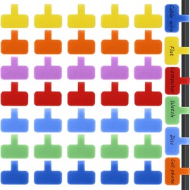 Cable Labels Cable Labelling Reusable Pack of 35 White Writable Cable Labels 45 mm x 20 mm for Electronics Writable Cable Labels Identify Grouping of Wires (Colour)