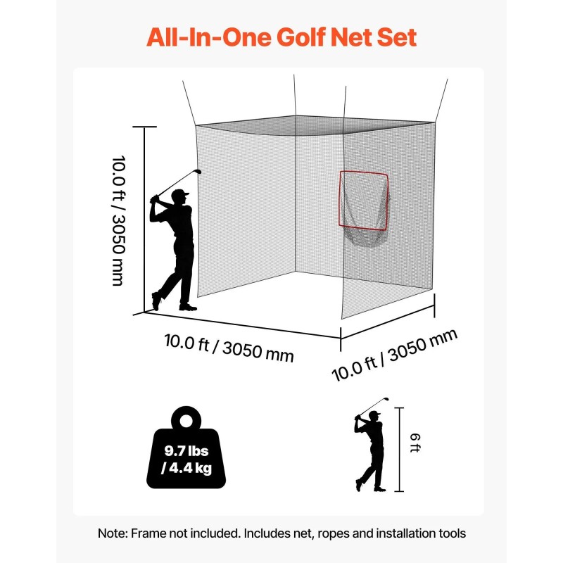 10 X 10 X 10 FT Golf Training Aid-Batting Cage