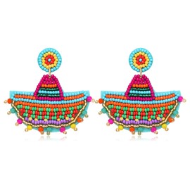 Cinco De Mayo Earrings for Women Mexican Fiesta Dangle Earrings Sombrero Drop Earrings Mexican Theme Party Jewelry for Women (Sombrero)