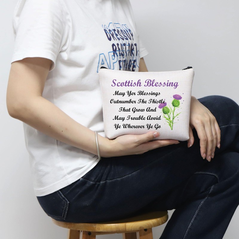 Scottish Thistle Makeup Cosmetic Bag Scottish Blessing Gift May Yer