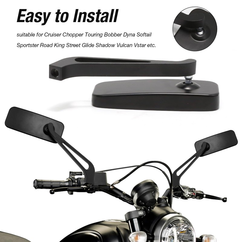 Saihisday Universal 8mm 10mm Rectangle Motorcycle Rear view Mirrors Replacement