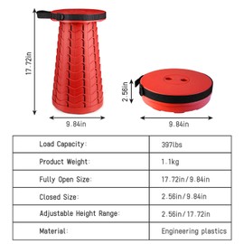 ZTMT FoldingStool Colorful Stool Body Portable Collapsible Stool Seat Max Load Capacity 397lbs, Telescopic Folding Stools Retractable Stools for Adults Kids Camping Hiking Travel Outdoor BBQ