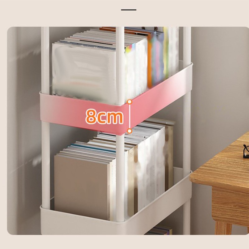 Book Organizer with Wheels Multi Tier Utility Cart Plastic Rolling