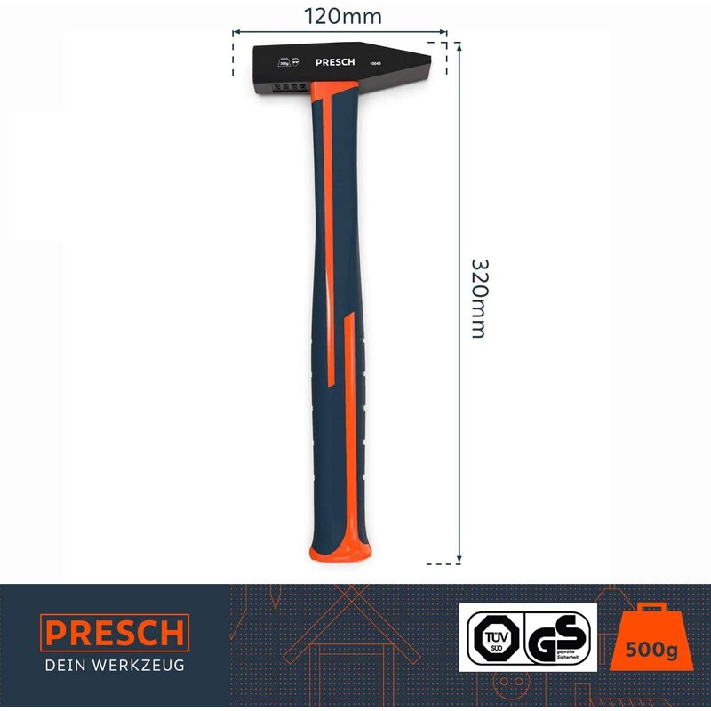 Presch Machinist Hammer Fibreglass 500g Steel Head - Small Hammer