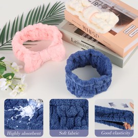 DiyJibb Spa Headband and Wristband Set-Skincare Headbands,Hairband for Washing Face, 3Pcs Women Makeup Headband and 6 Pcs Wrist Spa Wash Band,Facial Headbands for Women,Girls to Sport,Yoga,Skincare