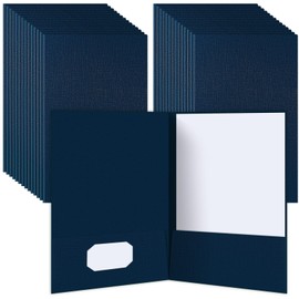 Janlaugh 25 Pack 9" x 14.5" Presentation Folders Linen Folder with 2 Pocket Legal Size Folders Tax Folders for Tax Preparers Project Folders for Tax Season Brochures Reports(Navy Blue)