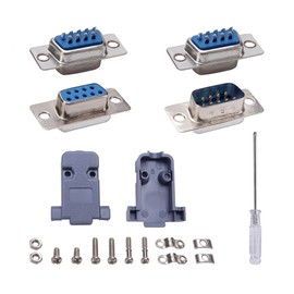 VooGenzek 5 Sets DB9 Connectors with DB9 Plastic Housing Cover, RS232 Serial 9-Pin D-SUB Male/Female Solder Connector Adapter, for Cable Assembly and Adjustment