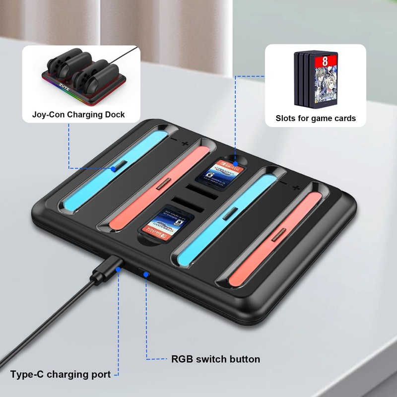 ZVTE Charging Station for Switch 2 Controller, Fast USB-C Charging