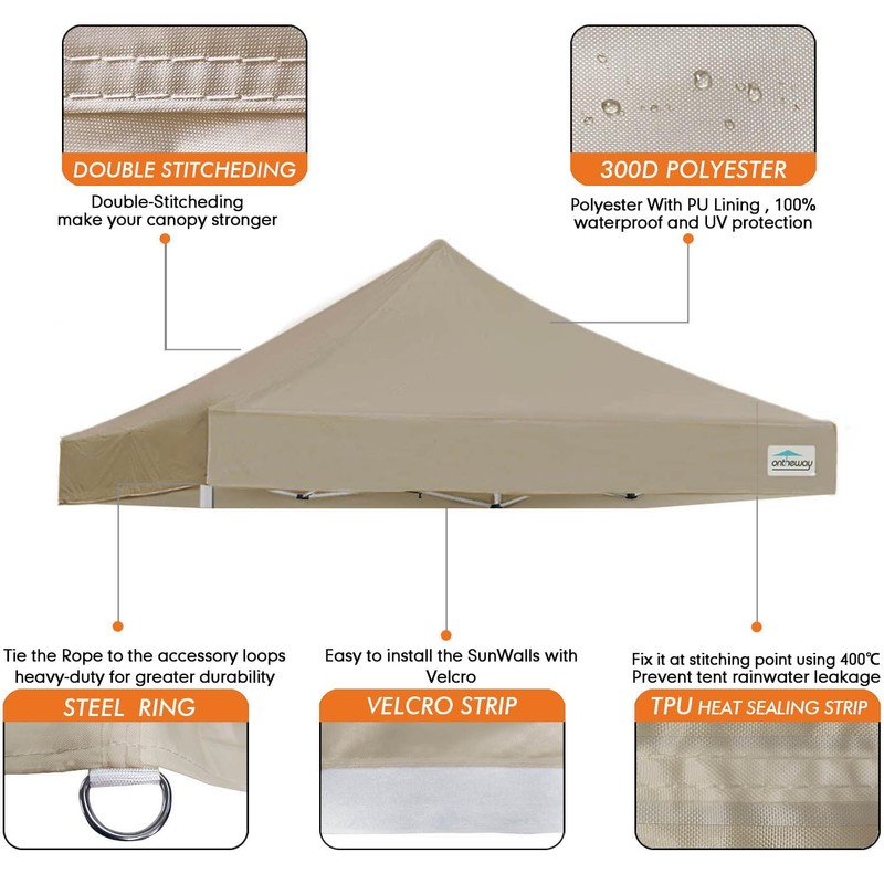 Ontheway 10' x 10' Replacement Canopy Top for Pop Up