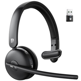 Wireless Headset with Mic for Work, Bluetooth 5.3 Headsets with AI Noise Cancelling, 65H Battery & Mute Function, Single-Ear Wireless Headset & USB Dongle, Fit for PC/Laptop/Teams/Skype/Call Center